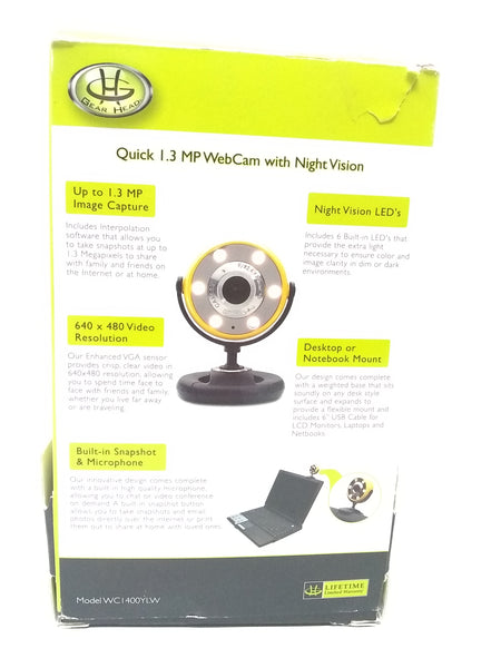 Web cam 1.3 MP con visión nocturna Gear Head WC1400YLW