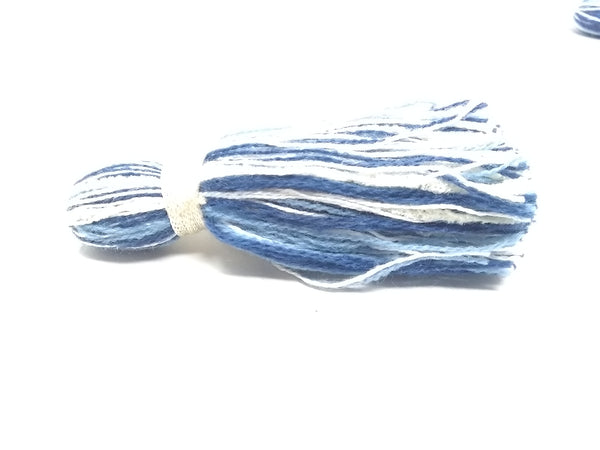 Paquete 100 Piezas Moño 1.5 Hilo Estambre Borla Azul Blanco