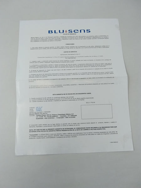 Control remoto BLU:SENS para televisión H304 LED. 22