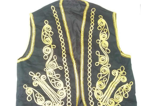 Chaleco Barroco Vintage Negro Con Bordado Dorado Ruya Kayra