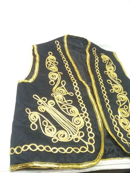 Chaleco Barroco Vintage Negro Con Bordado Dorado Ruya Kayra
