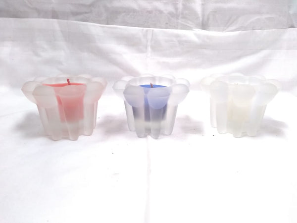 Portavela de cristal vela flor candelero pack 3pz