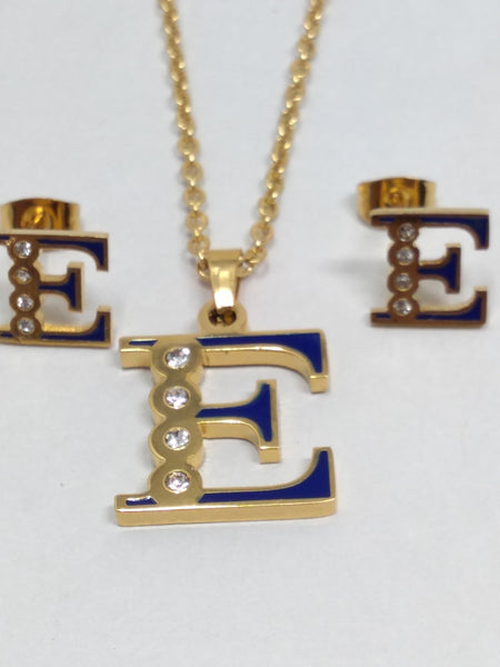 Bisuteria Letra Kit Cadena Dije Aretes Acero inox Abc Colores