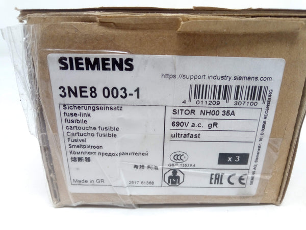 Fusible de inserción siemens 35A 690v