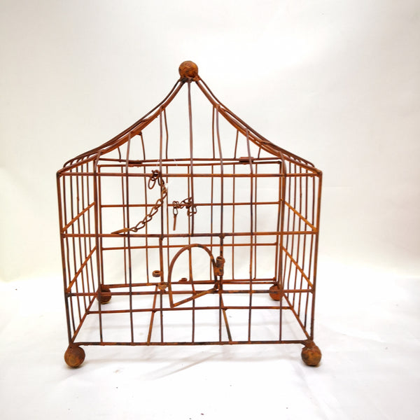 Jaula Vintage Para Aves Pájaros pequeña Bronce 13X30X22