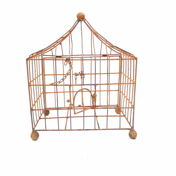 Jaula Vintage Para Aves Pájaros pequeña Bronce 13X30X22