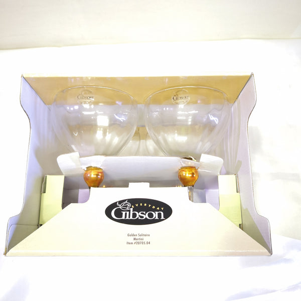 Juego 4 Copas De Cristal Gibson Diseño Golden Solitaire Martini