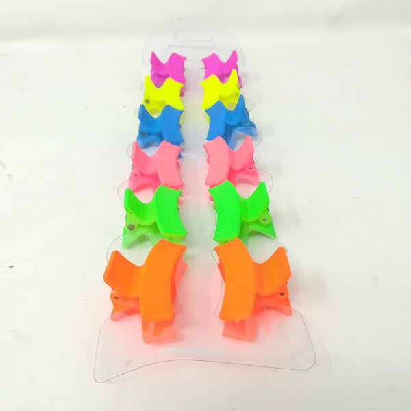 12 pinzas mariposas broche cabello colores fosforescentes