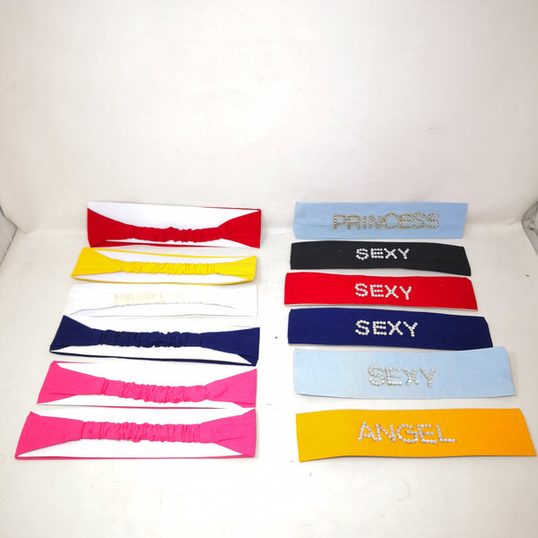 12 diademas para cabello mujer tela elástica surtido 24x6 cms