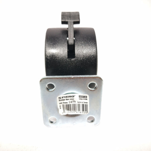 Rodaja Nylon Tipo Yoyo Placa Móvil 40mm Con freno Paq 4 pzs