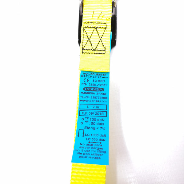 Eslinga con matraca Correa Sujetador 100% Poliester 7m x25mm