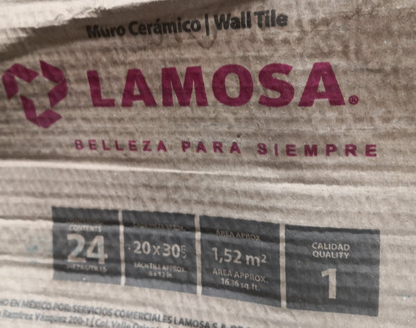 CAJA DE MURO CERAMICO VERONA BLANCO 20X30CM 24 PZAS remate