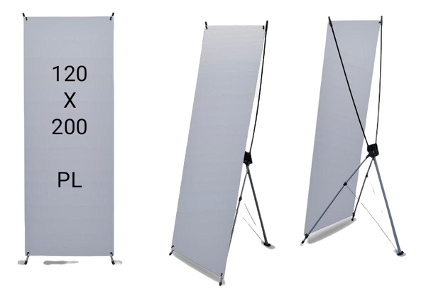 Tripie publicidad lona porta X banner araña 120x200cm Plastico + acero