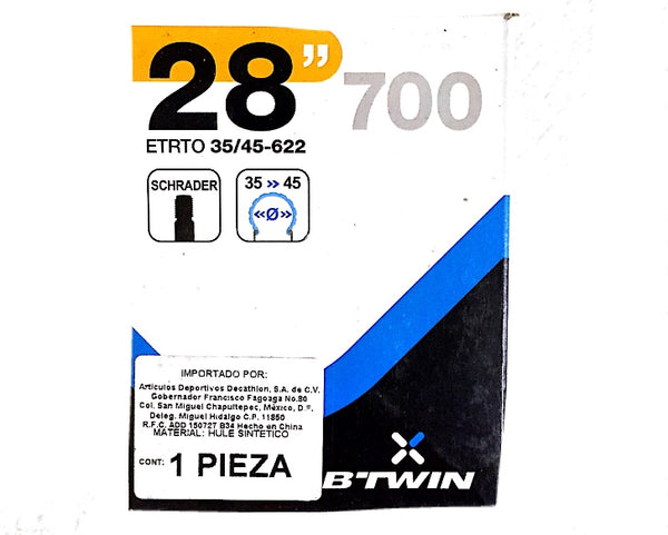 Cámara De Aire 700x35/45 Rin De 28 Pulgadas Btwin