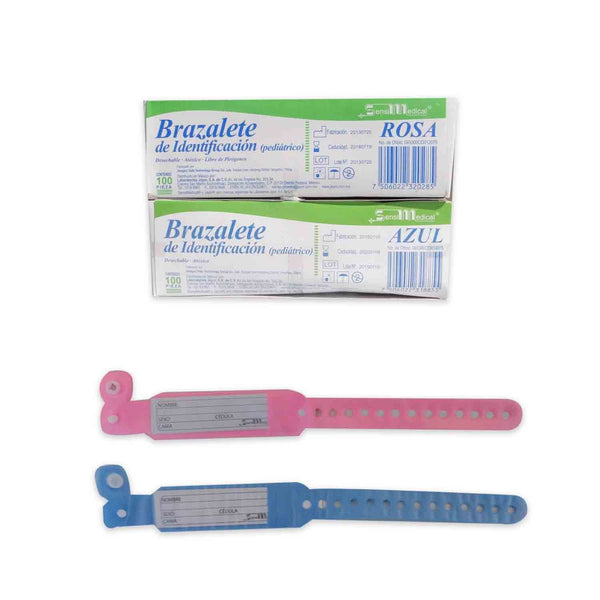 Brazalete De Identificación Niño Y Niña Hospital pack 100pz