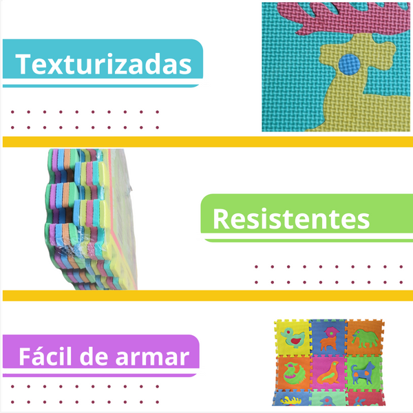 Tapete Foamy Armable 31X31 x .08  Cm Infantil 10 Pza Figuras