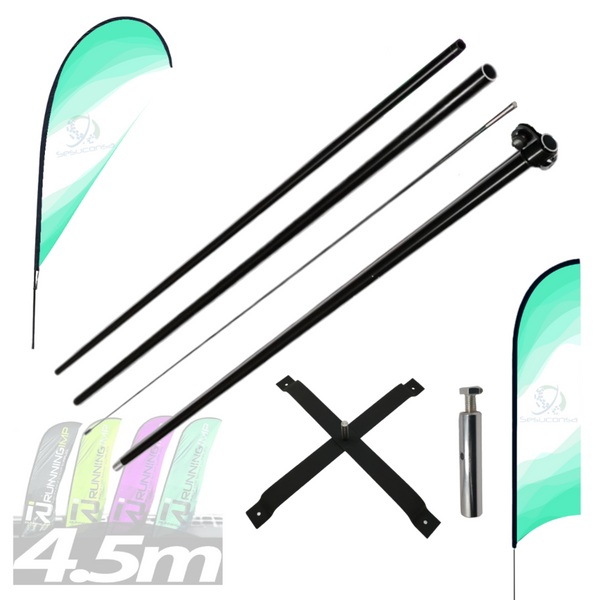 1 Estructura Base Porta Flag Banner Bandera Asta 4.5m Sin Lona Base estructura cruceta+ pivote