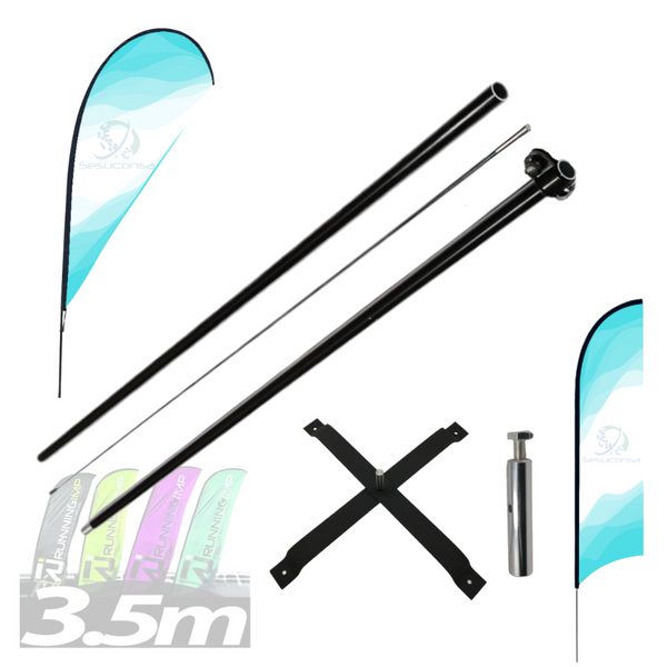 1 Estructura Base Porta Flag Banner Bandera Asta 3.5m Sin Lona Base estructura cruceta+ pivote