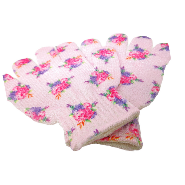 10 Par guantes de baño exfoliantes Avon Flores