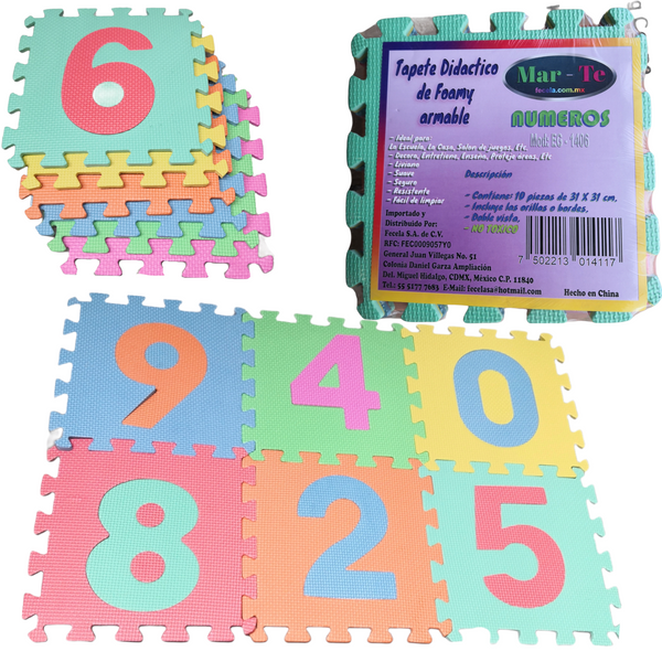 Tapete Foamy Armable 31X31 x .08  Cm Infantil 10 Pza Figuras