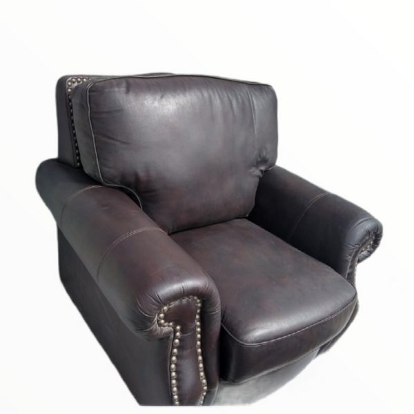 Sofa Individual Vintage Marron Oscuro Tapizado De Cuero