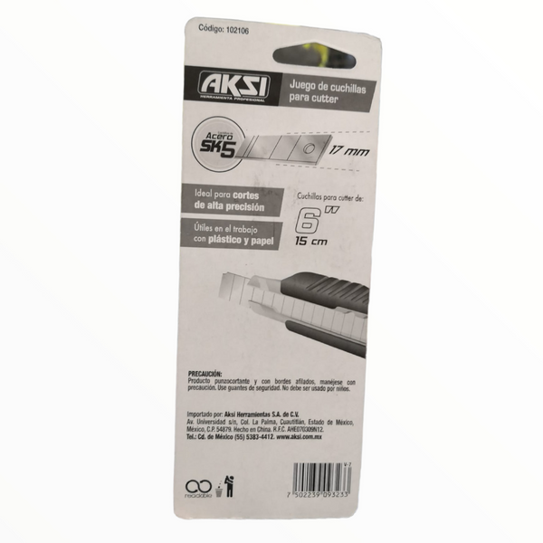 Juego de cuchillas para cúter 6´´ 15 CM Aksi