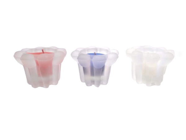 Portavela de cristal vela flor candelero pack 3pz