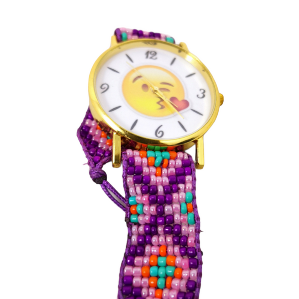 Reloj Infantil correa tejida chaquira estilo artesanal