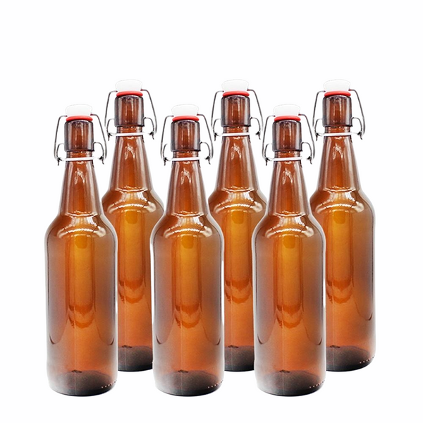 1 Botella De Vidrio Ambar +  Tapón Mecánico 500ml
