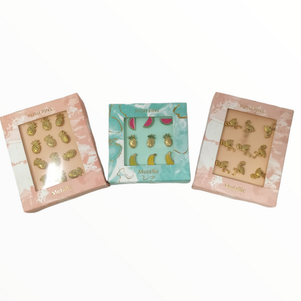 Push Pin Forma Fruta Tachuela P/corcho Paq De 9 Y 12 Piezas