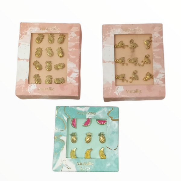 Push Pin Forma Fruta Tachuela P/corcho Paq De 9 Y 12 Piezas