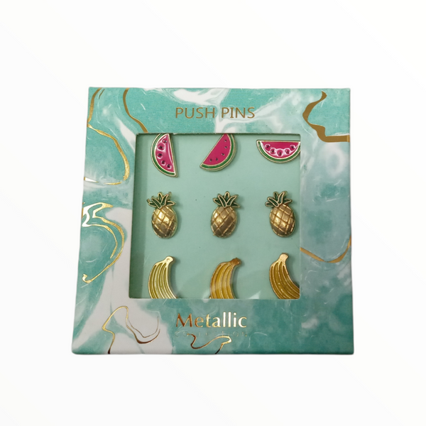 Push Pin Forma Fruta Tachuela P/corcho Paq De 9 Y 12 Piezas