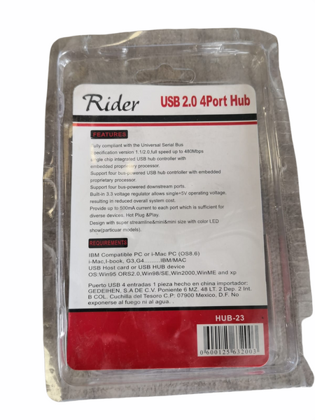 Usb Hub Multiconector Puertos Usb 2.0 Marca Rider Estrella