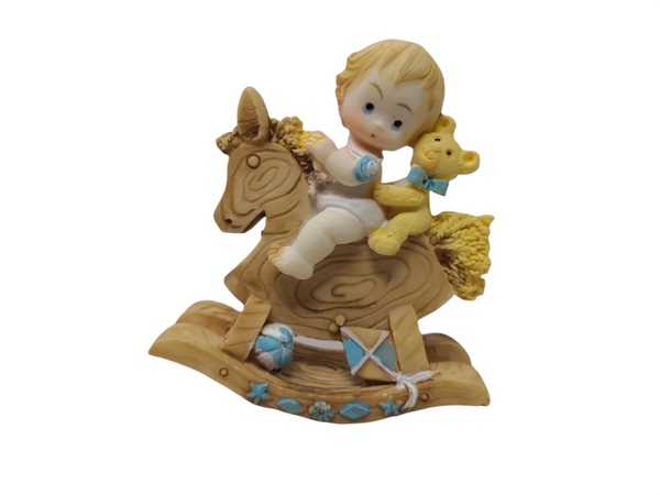Adorno figura Poli Resina Bautizo Niño Bebe pack 6pz 8x3cm