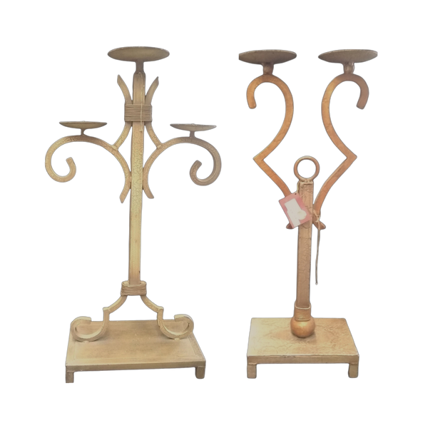 Juego De Porta Vela 2 Y 3 Pzas Fierro Forjado Decoración