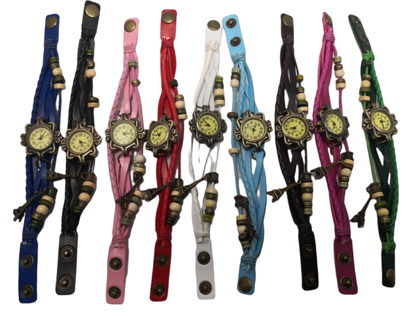 Reloj Vintage dije torre pulsera dama brazalete pack 4 pzs