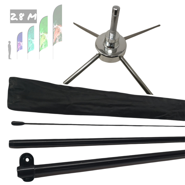 Asta de bandera 2.8m + Base cruceta premium