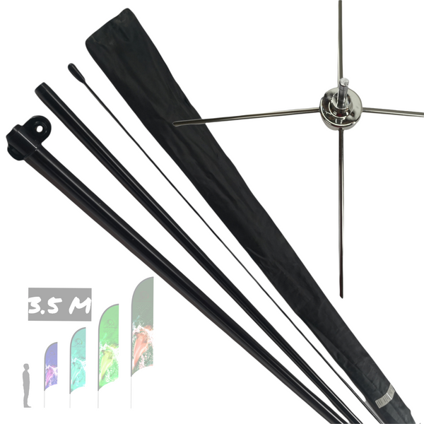 Asta de bandera 3.5m + base cruceta premium