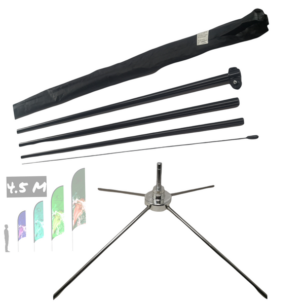 Asta de bandera 4.5m + base cruceta premium