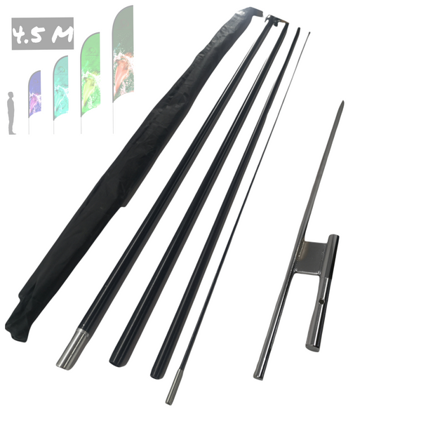 Asta de bandera 4.5m + base estaca