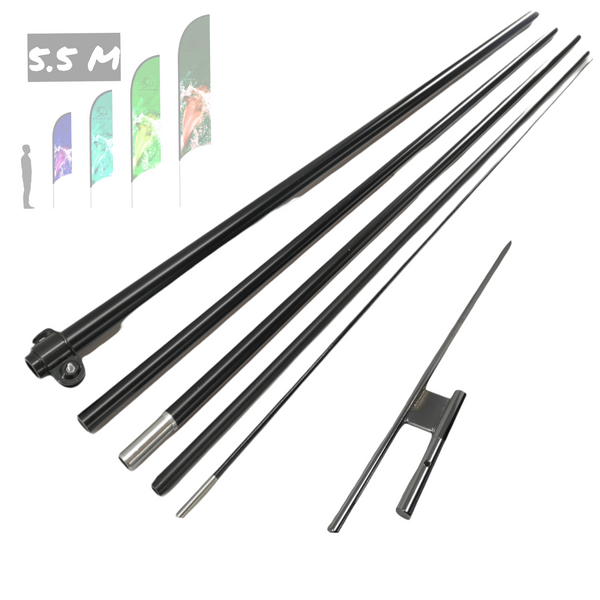 Asta de bandera 5.5m + base estaca