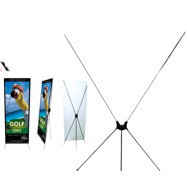 1.1 Tripie publicidad lona porta X banner araña 80x180cm Plastico + acero