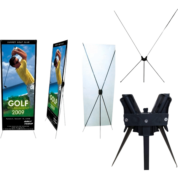 1.1 Tripie publicidad lona porta X banner araña 80x180cm Plastico + acero