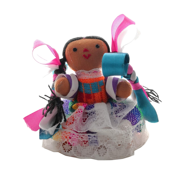 Muñeca Trapo Mexicana 12cms Recuerdo con Caja Almacenamiento