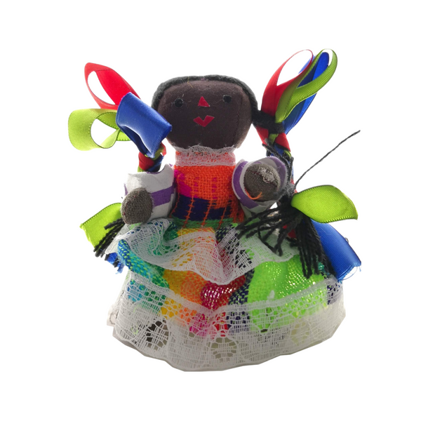 Muñeca Trapo Mexicana 12cms Recuerdo con Caja Almacenamiento