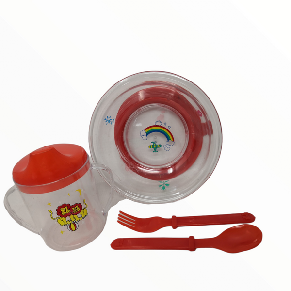 Set para Comer Bebé Plato Vaso Cubiertos BABY FEEDING Colores