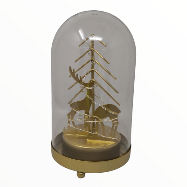 Bola cristal Adorno Navideño capsula con Luz Led Reno + pino