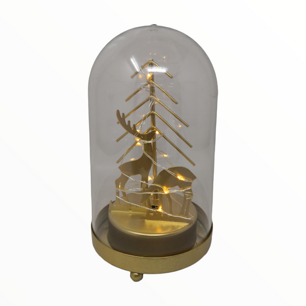 Bola cristal Adorno Navideño capsula con Luz Led Reno + pino