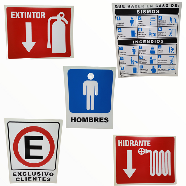 Señalética Varios modelos Carteles 38x30 cm Pack 10pz.