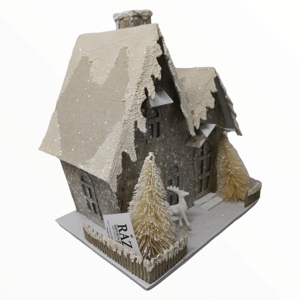 Adorno casa cabaña nevada Navidad de Papel